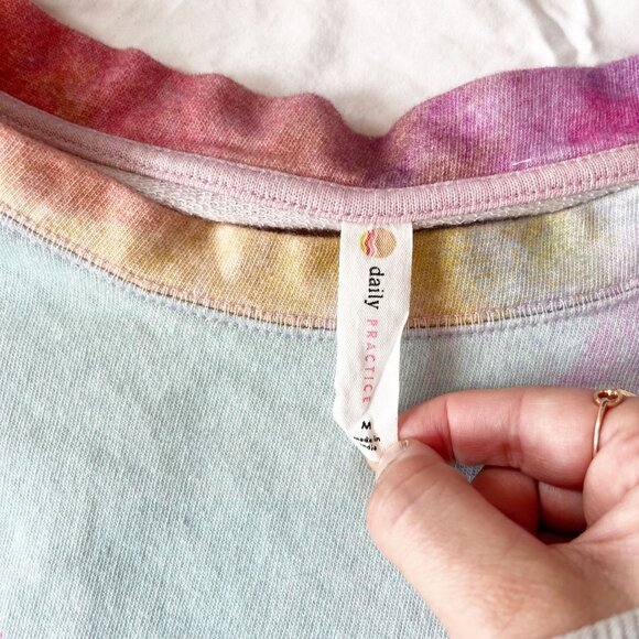 Anthropologie Daily Practice 'For Love' Pink Tie-Dye Sweatshirt Lounge MEDIUM - Picture 4 of 6